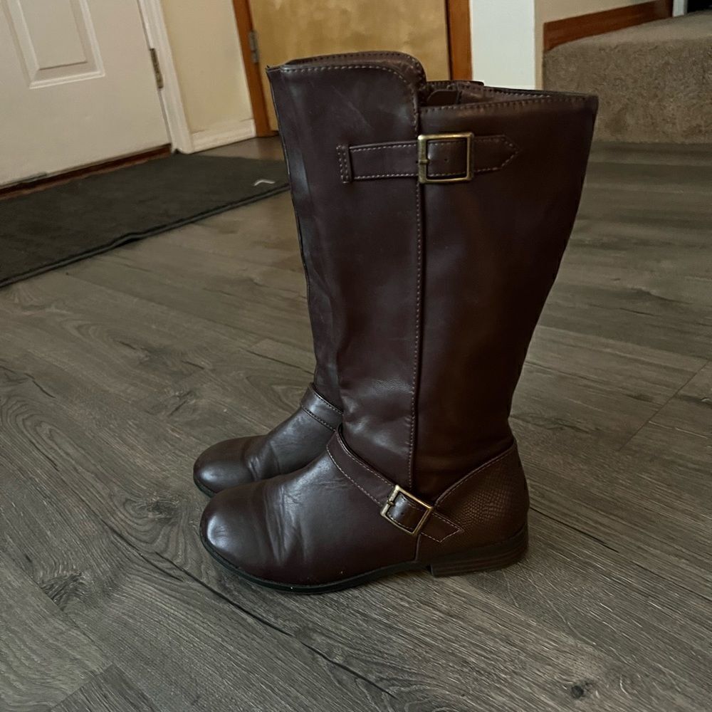 Arizona Jean Co GIRLS Tall Boots AZ Mint Brown Size 3 knee high